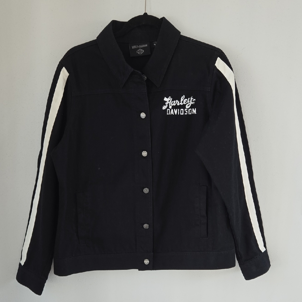 Harley-Davidson Women's Black and White Jean Jacket